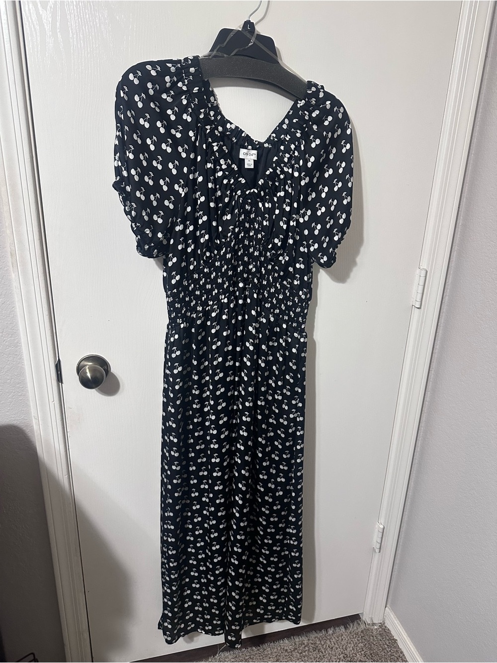On 34th Cherry print short sleeve midi dress